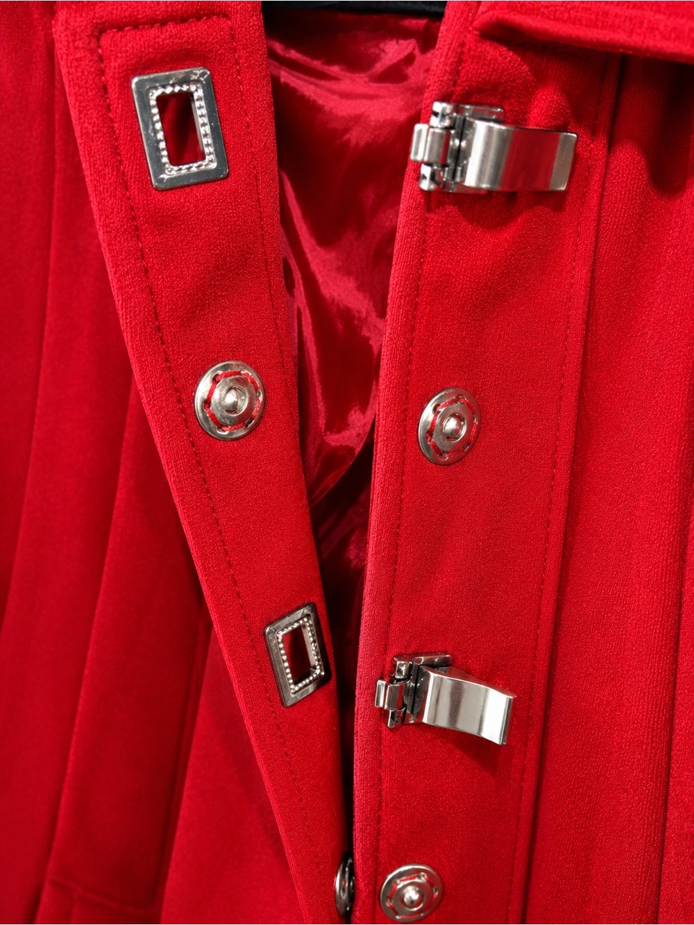 London Fog Bold Red Trench Coat with Silver Hardware